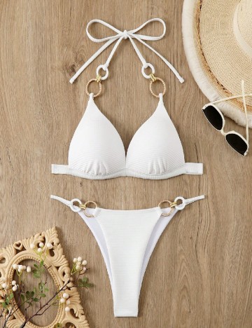 
						Costum de baie SHEIN, alb