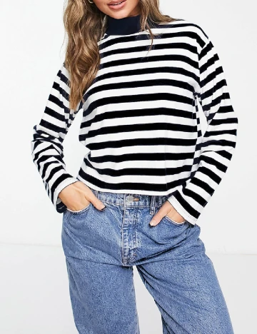 Bluza ASOS, alb/negru Negru