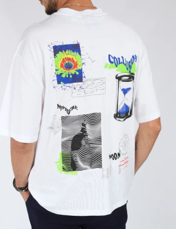 Tricou COLLUSION, alb Alb