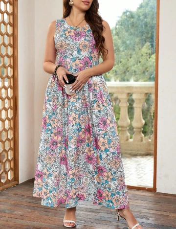 Rochie lunga Emery Rose Curve, floral print Floral print