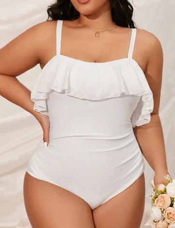 Costum de baie SHEIN CURVE, alb