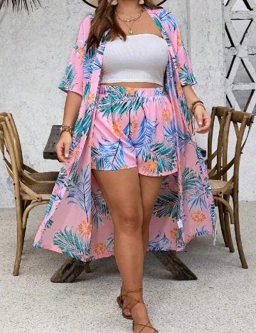 Compleu De Plaja SHEIN CURVE, roz