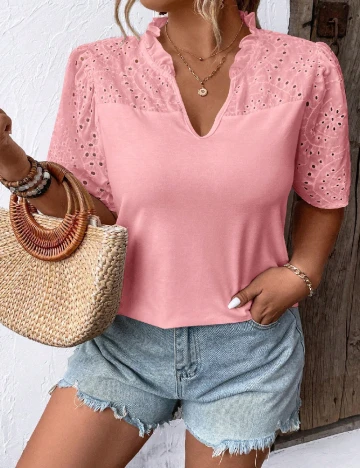 Tricou SHEIN CURVE, roz Roz