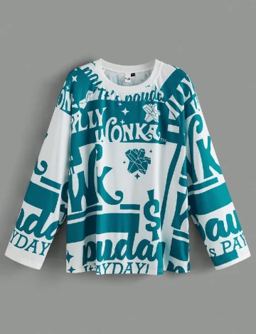 Bluza SHEIN CURVE, alb/verde Verde
