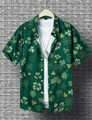 Camasa SHEIN Plus Size Men, verde Verde