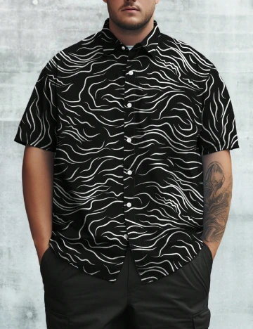 Camasa SHEIN Plus Size Men, negru Negru