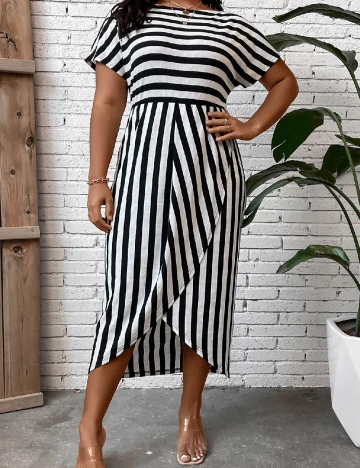Rochie medie SHEIN CURVE, negru/alb