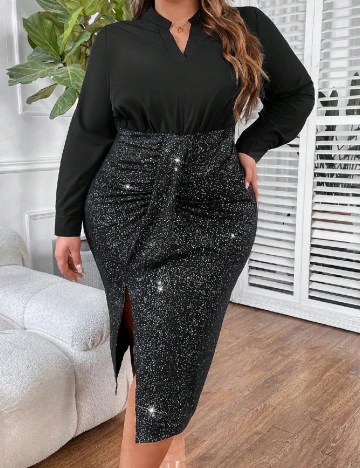 Rochie medie SHEIN CURVE, negru Negru