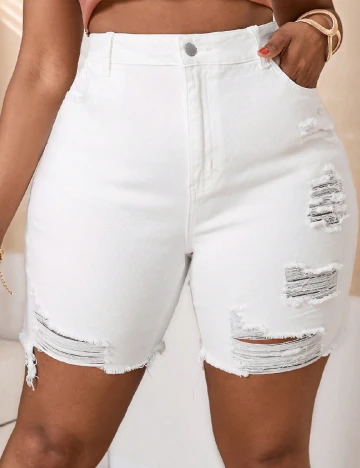 Pantaloni scurti SHEIN CURVE, alb Alb