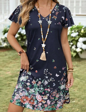Rochie scurta Emery Rose, albastru Albastru