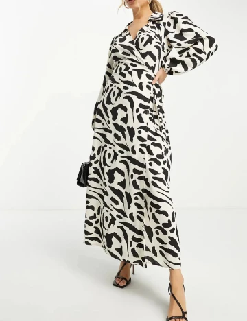 Rochie lunga ASOS, alb/negru Alb