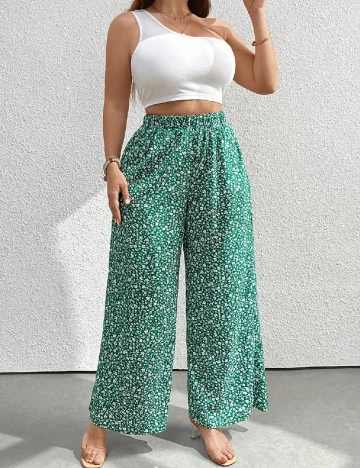 Compleu SHEIN CURVE, alb/verde Verde