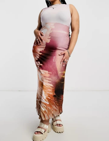 Rochie lunga Collusion Plus Size, mix culori