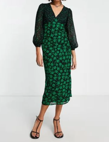 Rochie medie Violet Romance, negru/verde