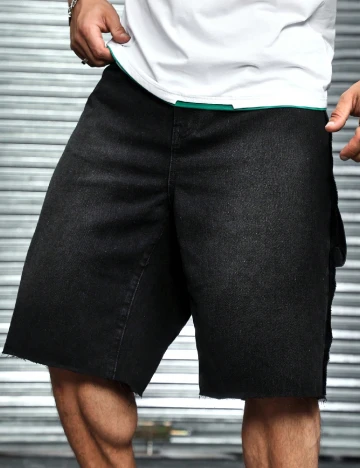 Pantaloni scurti SHEIN Plus Size Men, negru