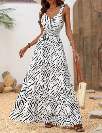 Rochie lunga SHEIN, alb/negru
