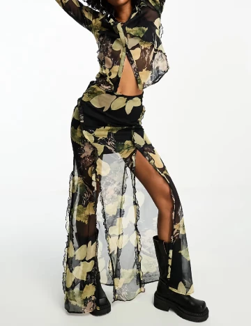 Fusta ASOS, negru/verde Negru