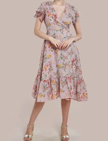 Rochie medie Goddiva, roz pudra Roz