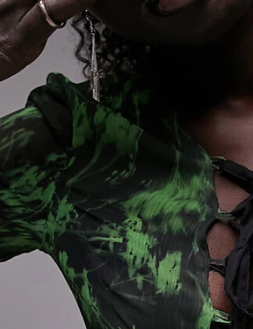 Bluza Top Shop, negru/verde Verde
