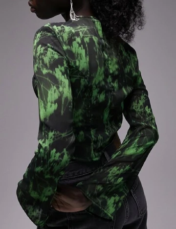 Bluza Top Shop, negru/verde Verde