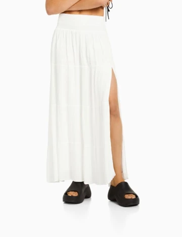 Fusta Bershka, alb Alb