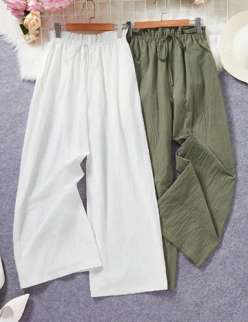 Set pantaloni 2 perechi SHEIN, alb/verde Verde