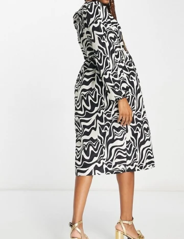 Rochie medie Monki, alb/negru