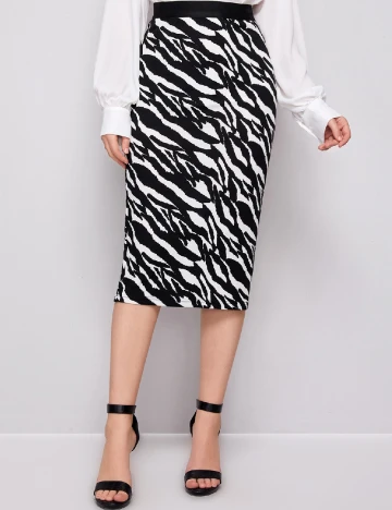 Fusta SHEIN, alb/negru Negru