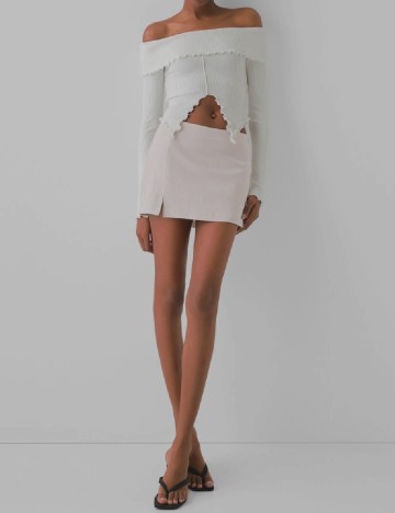 
						Fusta pantalon Bershka, gri deschis