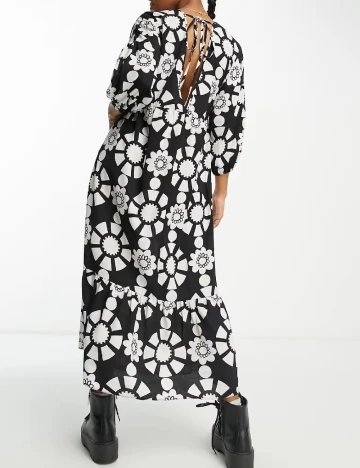 Rochie lunga ASOS, alb/negru