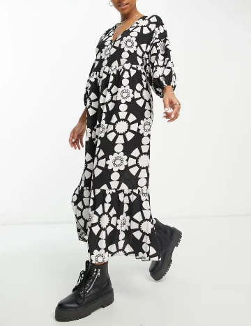 Rochie lunga ASOS, alb/negru