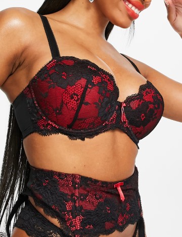 
						Sutien Pour Moi, negru/rosu