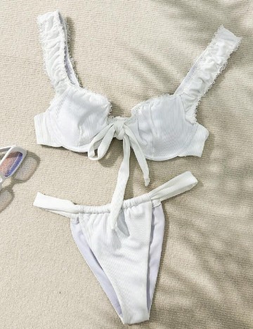 
						Costum de baie SHEIN, alb