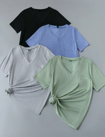 Set Tricouri 4 bucati SHEIN CURVE, mix culori Mix culori