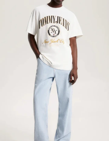Tricou Tommy Jeans, ecru Alb
