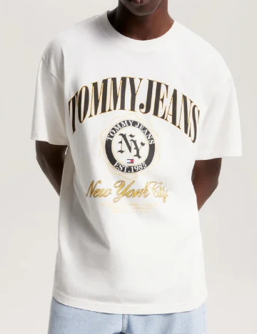 Tricou Tommy Jeans, ecru Alb