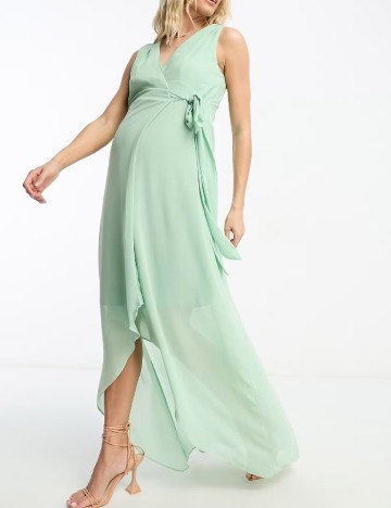 Rochie lunga TFNC London Maternity, verde