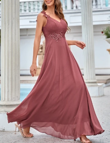 Rochie lunga UNITHORSE, roz pudra