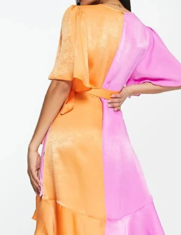Rochie scurta Flounce London, roz/portocaliu