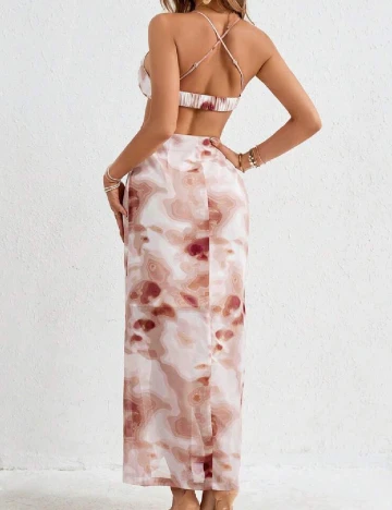 Rochie lunga SHEIN, maro/alb