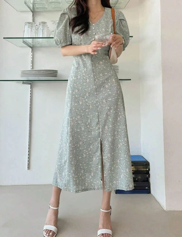 Rochie medie Dazy, verde