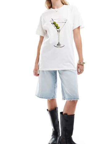 Tricou Oversize ASOS, alb Alb