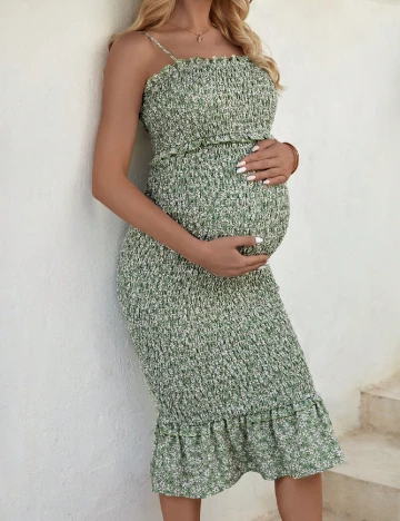Rochie medie SHEIN Maternity, verde Verde