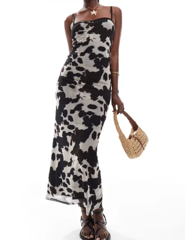 Rochie lunga ASOS, negru/gri Negru
