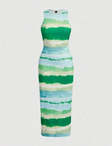Rochie lunga SHEIN, verde/albastru