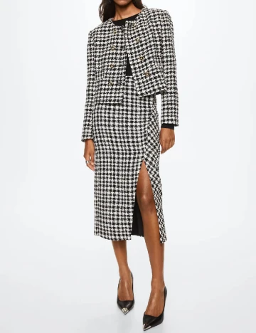 Fusta Mango, alb/negru Negru