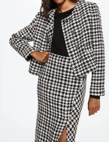 Fusta Mango, alb/negru Negru