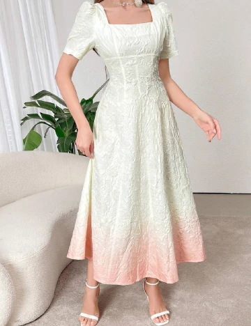 Rochie lunga SHEIN, ecru/piersica Alb