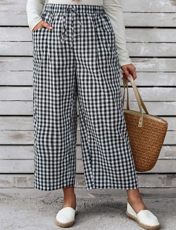 
						Pantaloni Emery Rose Curve, alb/negru
