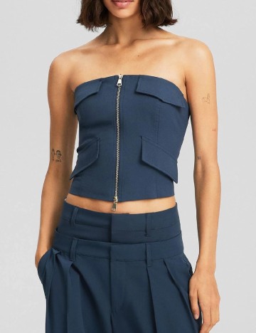 
						Top Bershka, albastru